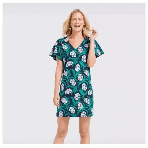 Draper James Dresses & Skirts - Draper James Hyacinth Floral Ruffle Sleeve Dress XXL 2XL Preppy Beach